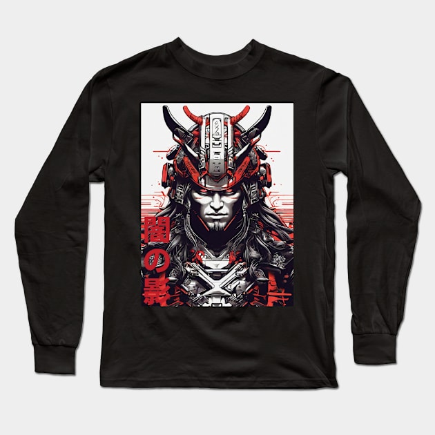 Dark Shadow Futuristic Samurai Long Sleeve T-Shirt by UB design